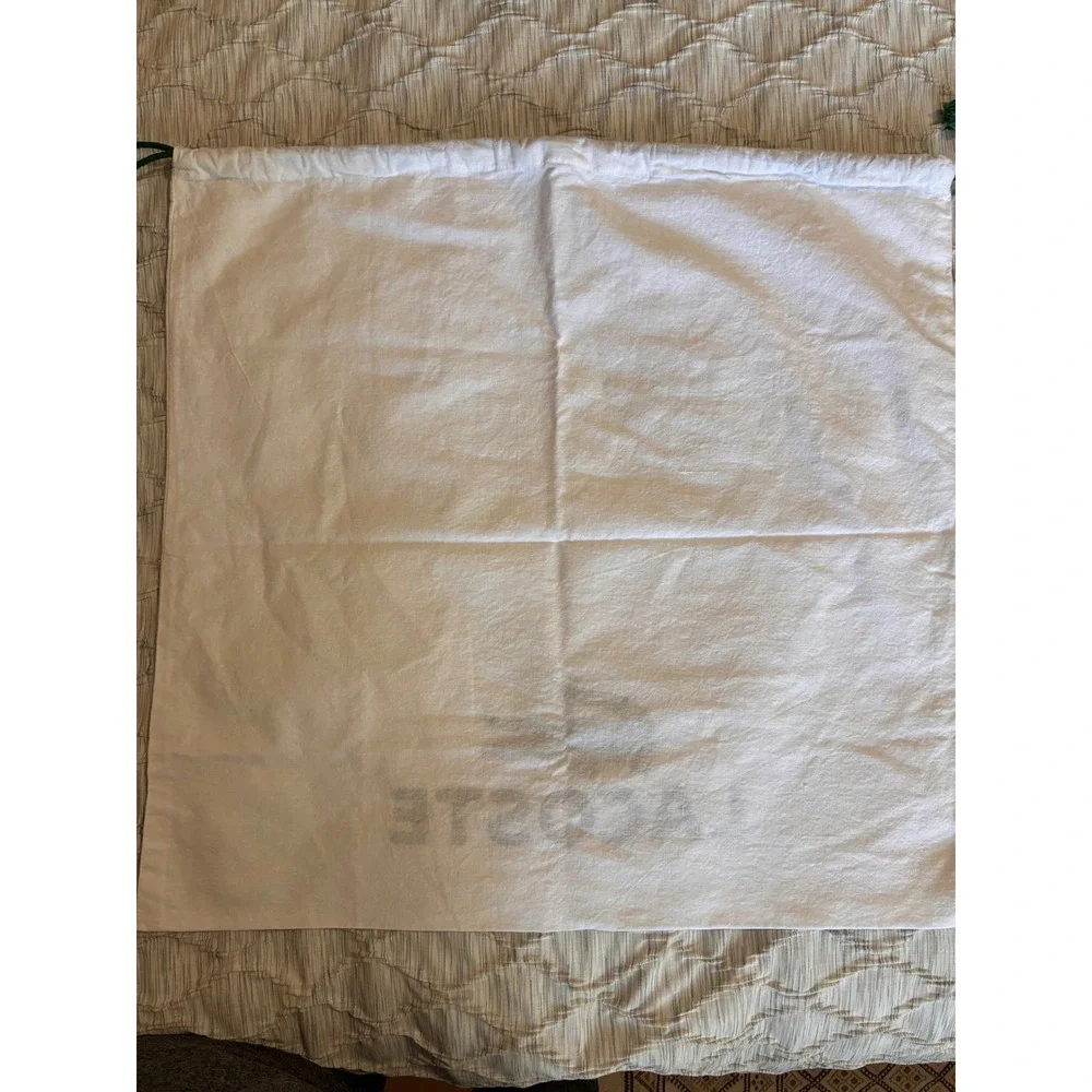 Lacoste White Cotton Canvas Drawstring Dust Bag Logo Storage Accessory 21x22